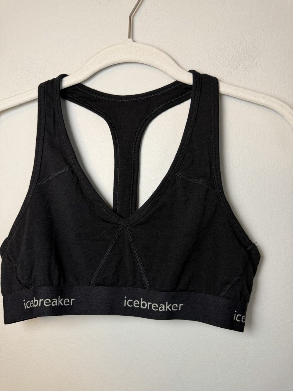 Icebreaker Women's Black Merino Wool Racer back Bra Sz M $8
